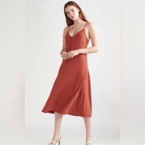 Thakoon NWT Rust Blend Sleeveless V-Neck Midi Slip Dress Size 0